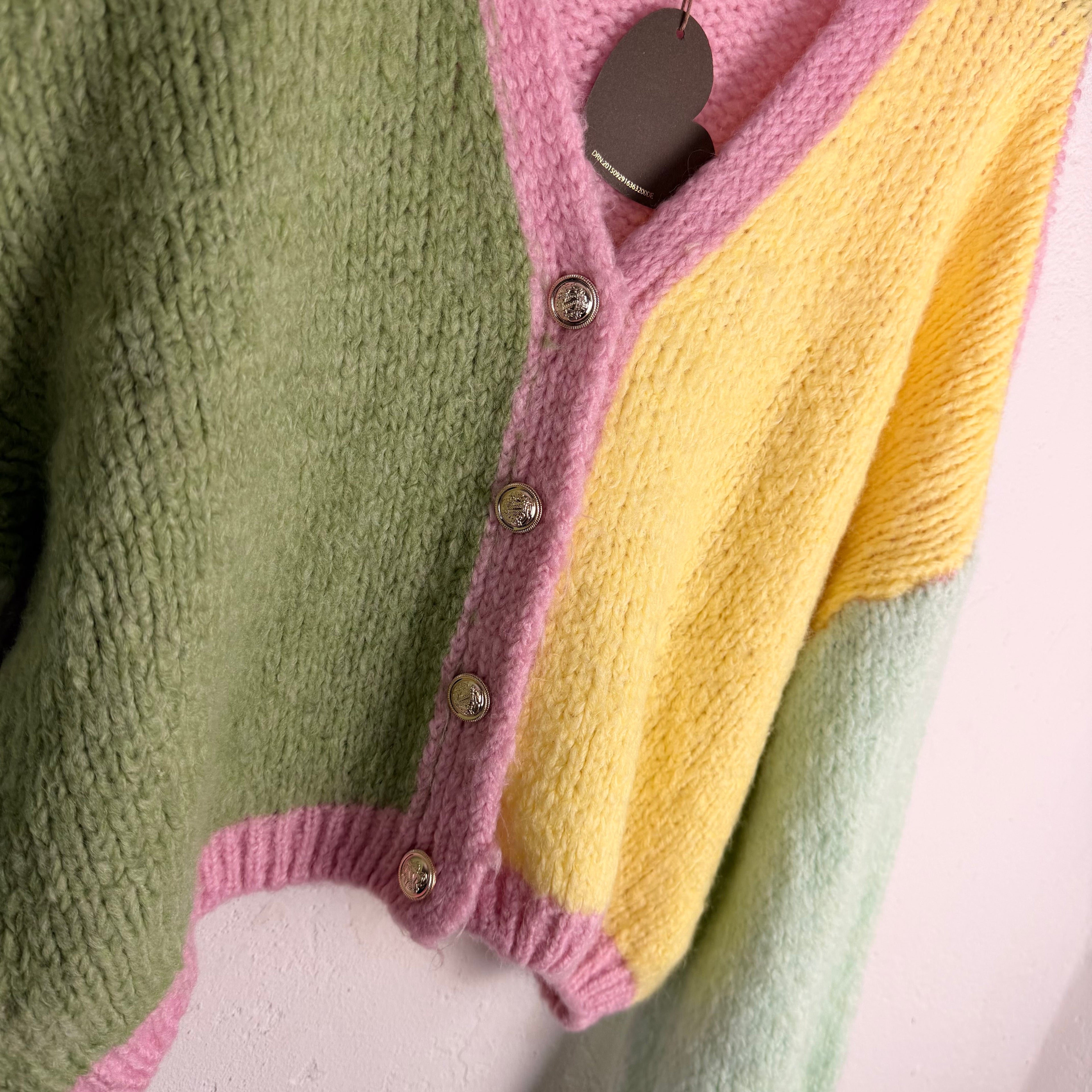 Colorblock Strickjacke Pastell – Statement Cardigan