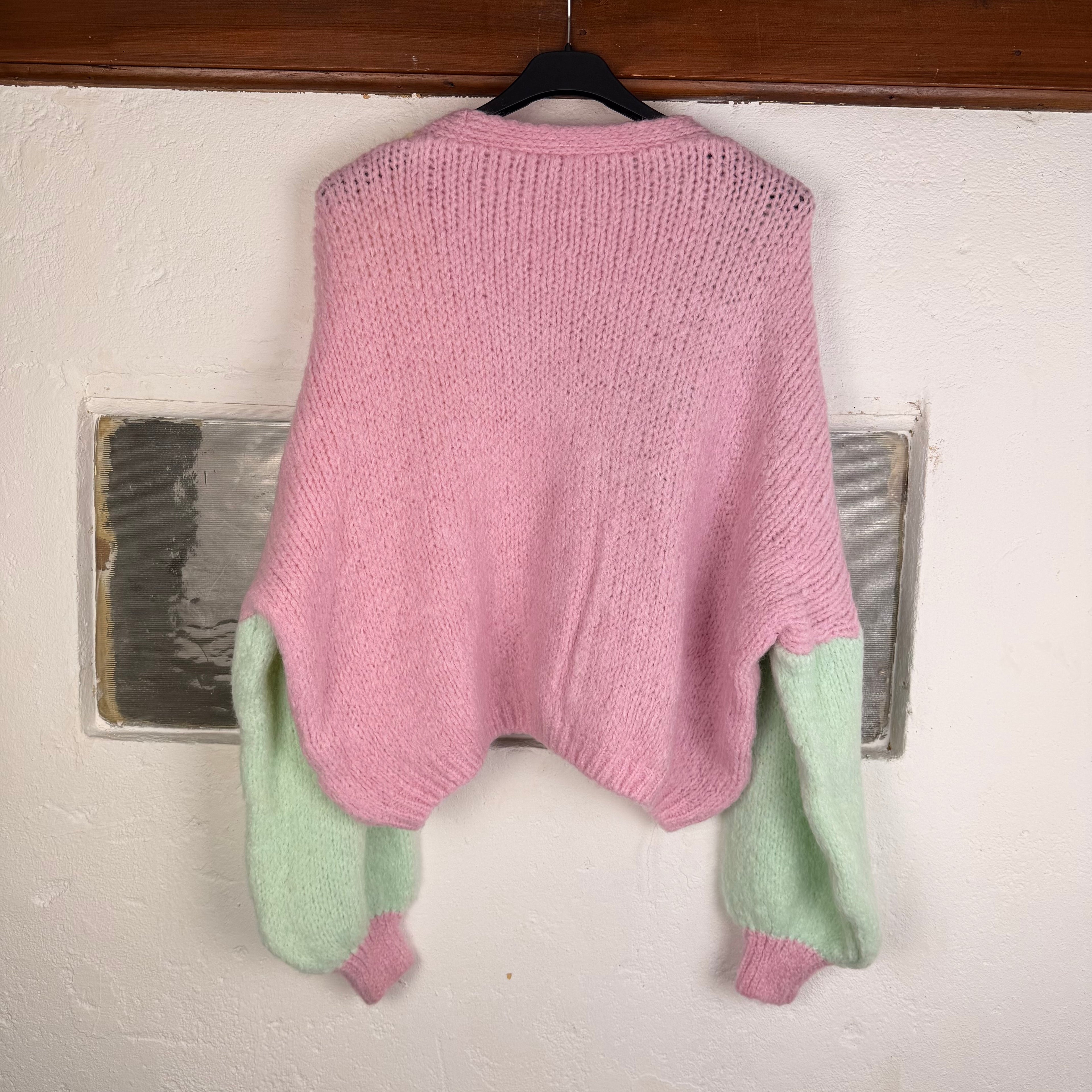 Colorblock Strickjacke Pastell – Statement Cardigan