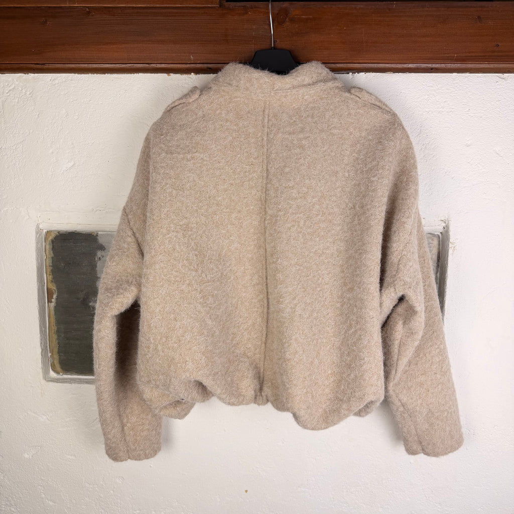 Cropped Teddy-Jacke in Beige