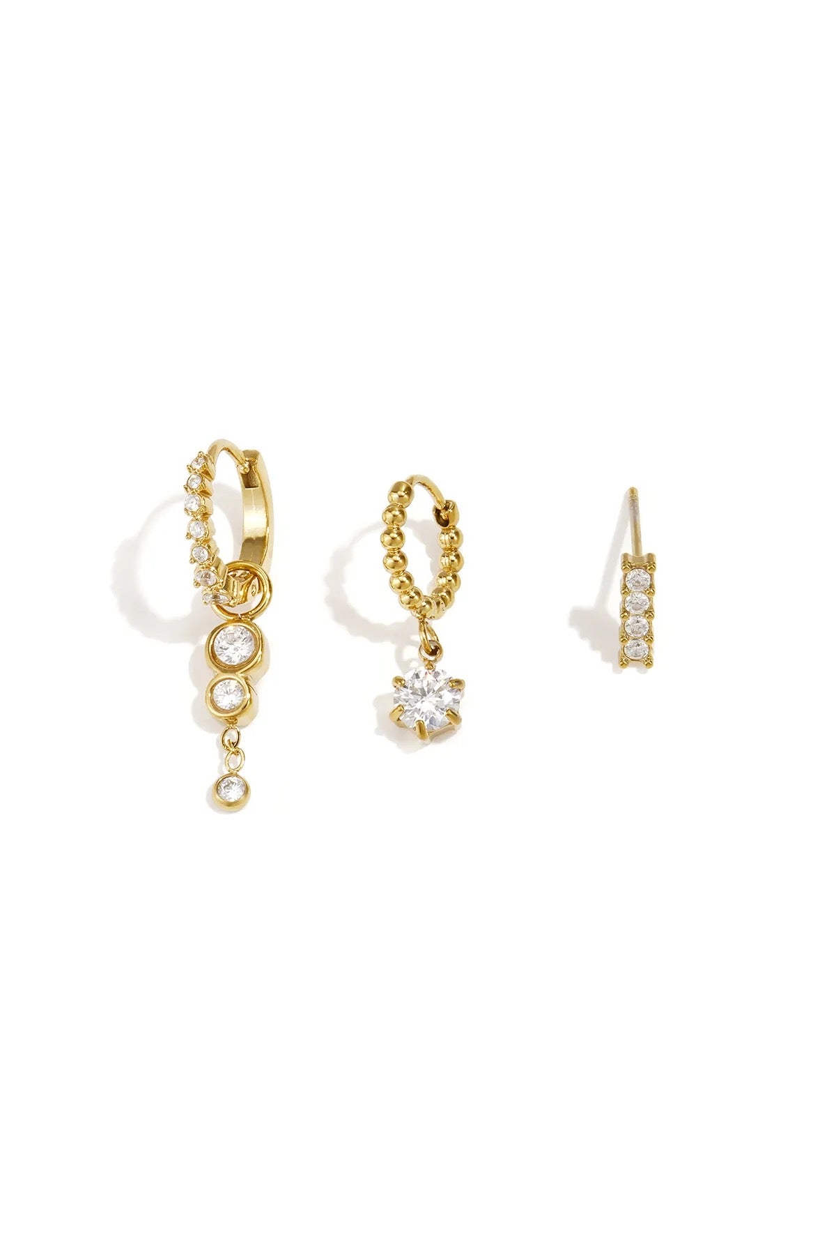 Celeste Sparkle Trio – 3er Ohrring-Set aus Edelstahl