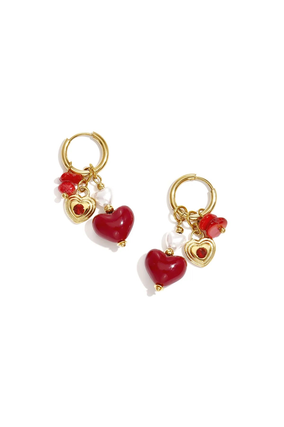 Ruby Love Charm Hoops – Edelstahl